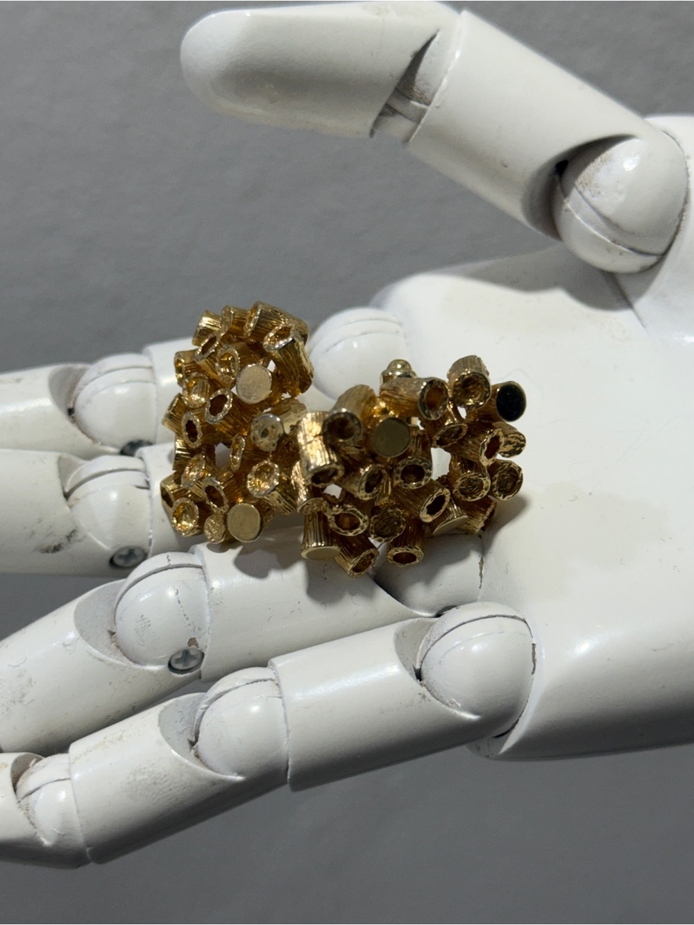 Vintage Christian Dior brutalist sea urchin gold nugget style cuff links